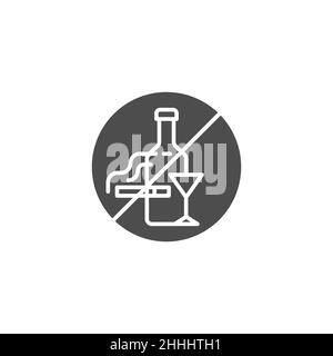 Do not smoking and drink line, glyph, filed, color icon. linear style sign for mobile concept and web design. No alcohol and cigarettes vector icon. H Stock Vector