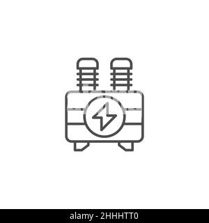Electric transformer line, filled, color, glyph icon, outline vector sign, linear style pictogram isolated on white. High voltage power station symbol Stock Vector