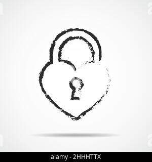 Lock icon in the shape of the heart. Vector illustration. Heart lock icon on light background. Stock Vector