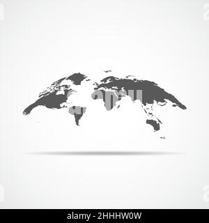 Abstract World map isolated on light background. Vector Illustration. Gray World map in flat design Stock Vector