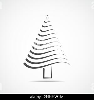 Fir tree outline icon. Vector illustration. Gray fir tree in flat design Stock Vector
