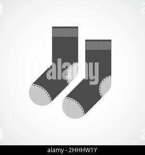 Sock icon in flat design. Vector illustration. Gray socks isolated Stock Vector