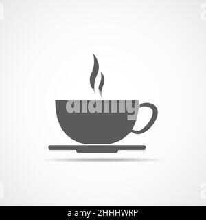 Coffee cup icon in flat design. Vector illustration. Gray coffee cup icon isolated Stock Vector