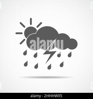 Hard Rain icon in flat design. Vector illustration. Rain cloud icon, isolated on light background Stock Vector