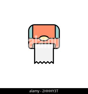Paper Towel Dispenser line, filled, color, glyph icon. linear style sign for mobile concept and web design. Hygiene paper napkin outline vector icon. Stock Vector