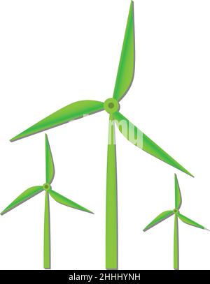 wind turbine, wind power plant symbol isolated on white background, vector illustration Stock Vector