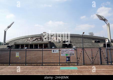 University Olympic Stadium, Estadio Olímpico Universitario, Mexico City, Ciudad de México, Mexico, North America, UNESCO World Heritage Site Stock Photo