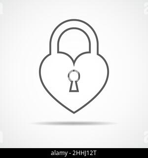 Lock icon in the shape of the heart. Vector illustration. Heart lock icon on light background. Stock Vector