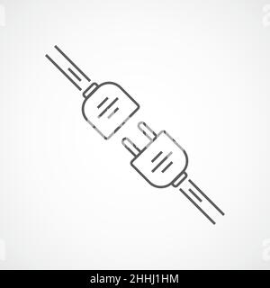 Wire plug and socket icon. Vector illustration. Plug and socket in flat design. Concept of connection and disconnection of the electricity. Stock Vector