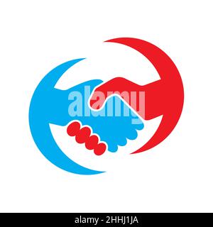 Abstract colored handshake icon. Handshake sign in the circle, on white background. Vector illustration. Stock Vector