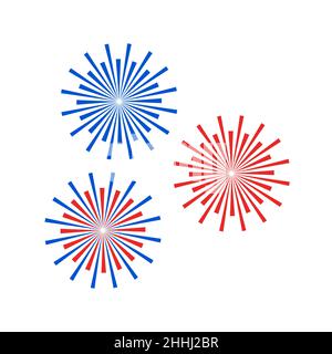 Colorful firework icon in a flat minimalist design. Vector illustration. Festive firework sign on white background. Stock Vector