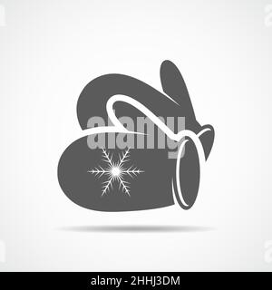 Mittens icon in flat design. Vector illustration. Mittens isolated on light background Stock Vector