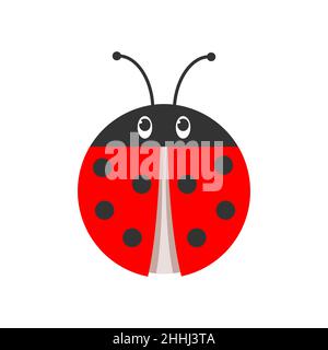 Ladybug icon in flat design. Vector illustration. Red ladybug isolated on white background Stock Vector