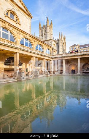 The Roman Baths in Bath England UK on a sunny day Stock Photo