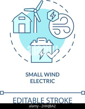 Small wind electric turquoise concept icon Stock Vector