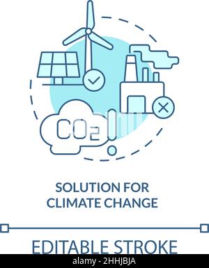 Solution for climate change turquoise concept icon Stock Vector