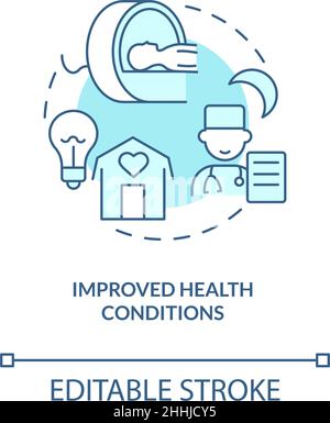 Improved health conditions turquoise concept icon Stock Vector