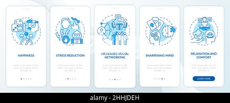 Gambling positive traits blue onboarding mobile app screen Stock Vector