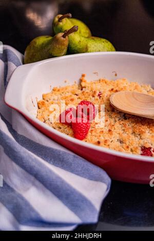 apple pear crumble raspberry top stand mixer Stock Photo