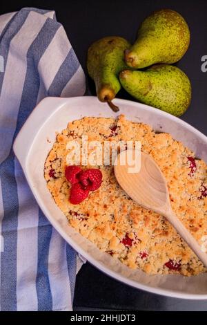 apple pear crumble raspberry top stand mixer Stock Photo