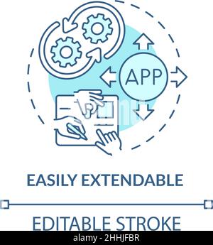 Easily extendable turquoise concept icon Stock Vector