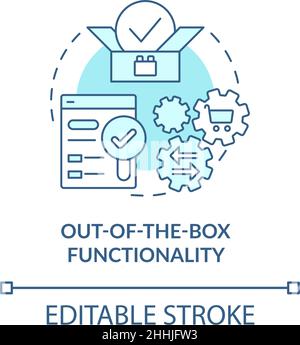 Out of the box functionality turquoise concept icon Stock Vector