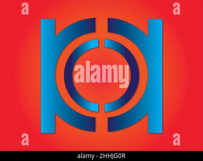 A graphic showing a blue object placed on a red background. Stock Vector