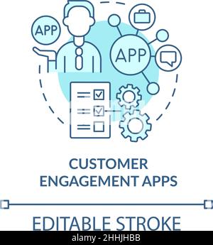 Customer engagement apps turquoise concept icon Stock Vector