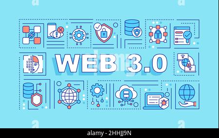Web 3 0 word concepts turquoise banner Stock Vector