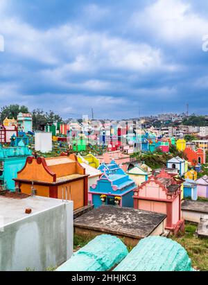 Colorful cemetery of Chichicastenango. Guatemala. Stock Photo