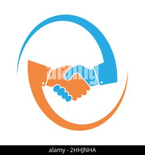 Abstract colored handshake icon. Handshake sign in the circle, on white background. Vector illustration. Stock Vector