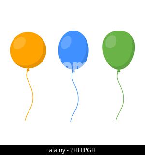Colored balloons in flat design. Vector illustration. Festive balloons on white background. Stock Vector