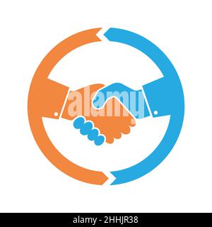Abstract colored handshake icon. Handshake sign in the circle, on white ...