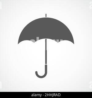 Gray umbrella icon in flat design. Vector illustration. Umbrella sign on light background. Stock Vector