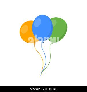 Colored balloons in flat design. Vector illustration. Festive balloons on white background. Stock Vector