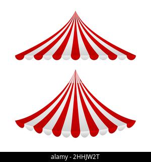 Striped red and white tent. Vector illustration Stock Vector