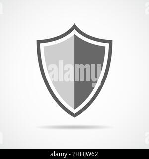 Gray shield in flat design. Shield icon isolated on light background. Vector illustration. Stock Vector