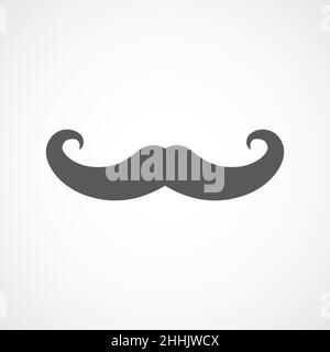 Mustache icon in flat design. Vector illustration. Gray mustache icon, isolated on light background Stock Vector