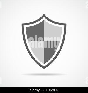 Gray shield in flat design. Shield icon isolated on light background. Vector illustration. Stock Vector