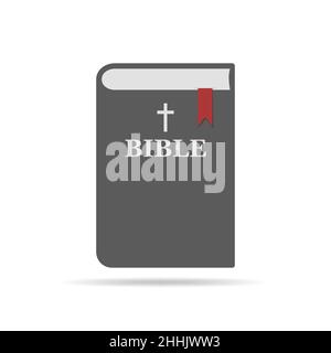 Gray Bible icon in flat design. Vector illustration. Holy bible icon isolated on light background Stock Vector