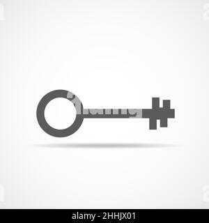 Key icon, isolated on light background. Gray key icon in flat style ...