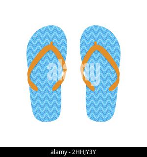 Pair of flip flops, isolated on white background. Vector illustration. Colour flip flops in flat design. Stock Vector
