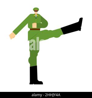 Military march. Soldiers are marching. Illustration for 23 February. Defenders of Fatherland Day. Postcard military holiday in Russia. Stock Vector