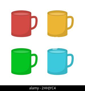 Set of Mug icons in flat design. Vector illustration. Mug icon isolated on white background Stock Vector