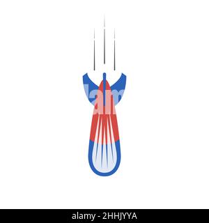 Symbol of aerial bomb in flat design. Vector illustration. Nuclear rocket icon, isolated on white background Stock Vector