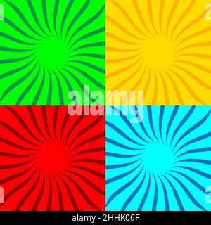 Set of colored pop art backgrounds with sunbeams. Vector Illustration. Sunbeams background Stock Vector