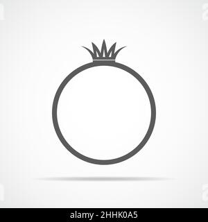 Gray wedding ring icon in flat design. Vector illustration. Ring isolated on light background. Stock Vector