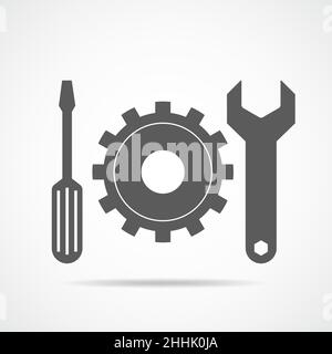 Service tool symbol in flat design. Vector illustration. Settings tools icon on light background Stock Vector