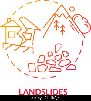 Landslides red gradient concept icon Stock Vector