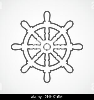 Ship steering wheel icon. Vector illustration. Gray ship steering wheel in flat design Stock Vector